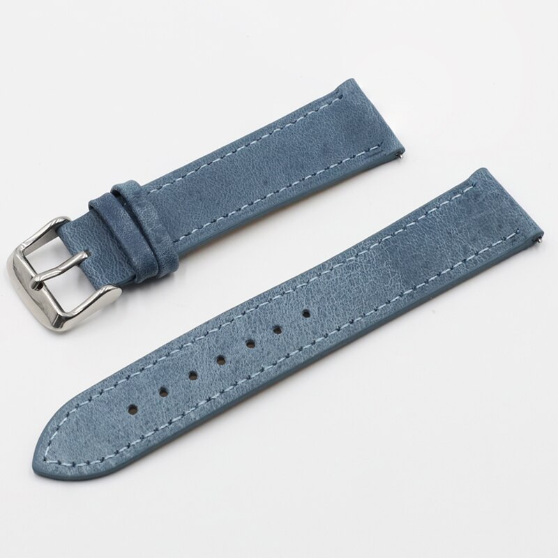 Retro Watch Strap Band 18mm 20mm 22mm 24mm Leather Watchbands Gray Black Brown Blue for Men Watch Accessories
