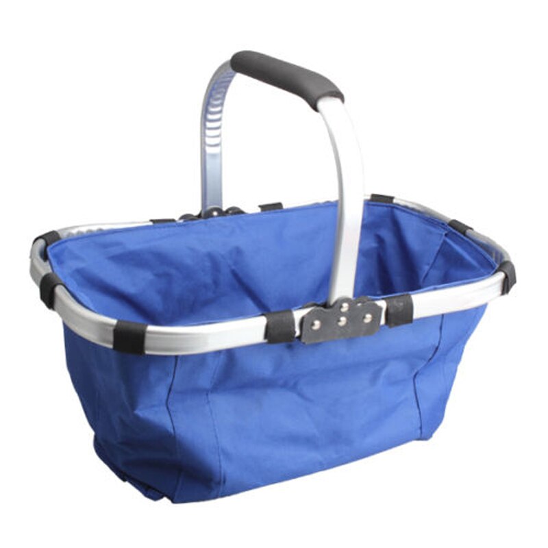 Foldable Eco Shopping Basket Carry Bag Folding Aluminium Frame Eco-friendly Collapsible Grocery Picnic Storage Basket