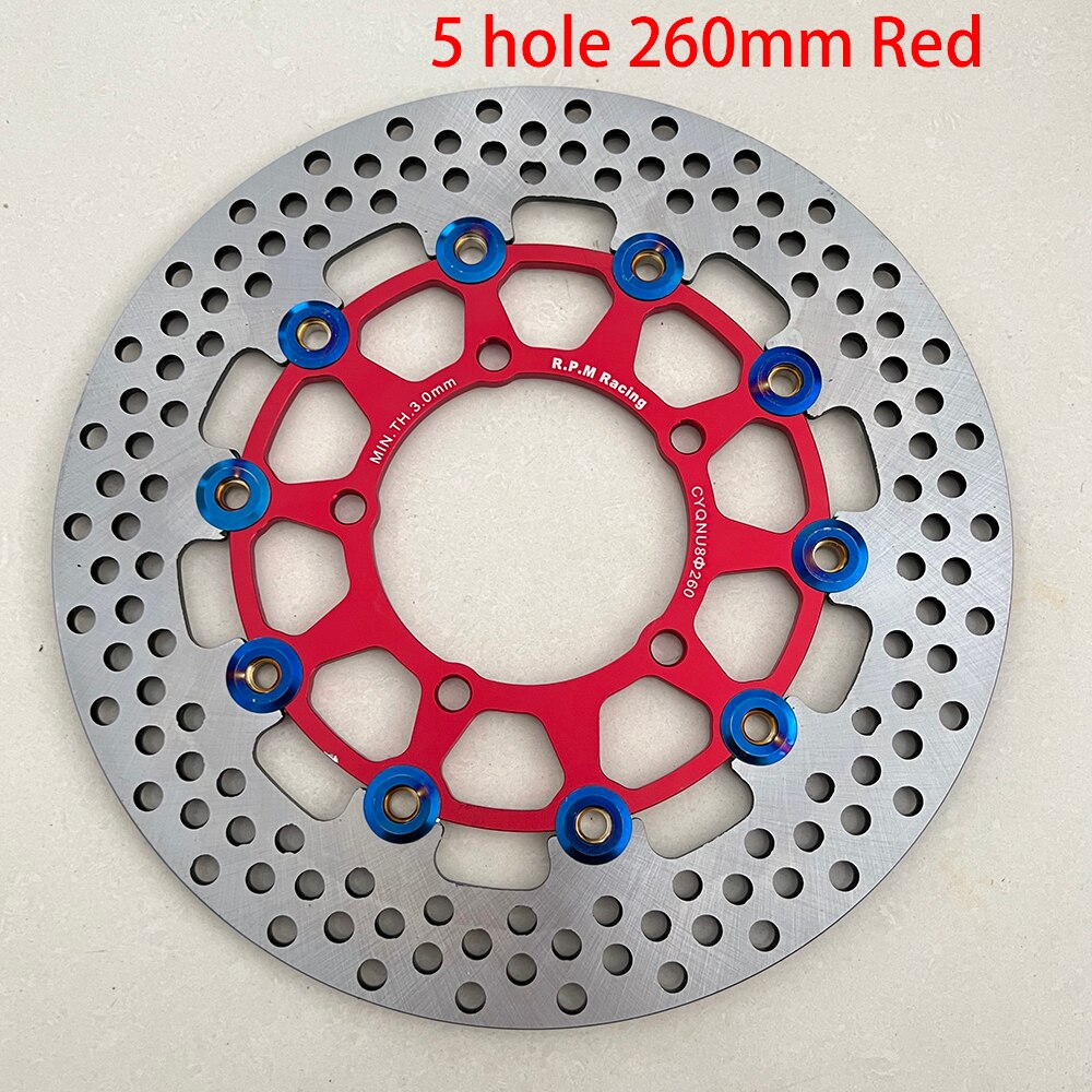Universal Aluminum alloy Floating discs motorcycle brake disc Outside diameter 200mm/220mm/245mm/260mm Rapid cooling brake pads: Red 260mm