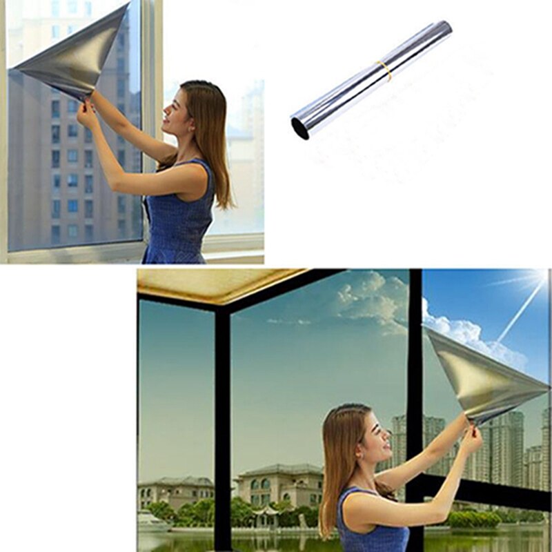 Silver Sunscreen Visor Sticker Window Film Office Bedroom Window one-way Mirror Insulation Block Sunlight Window Stickers