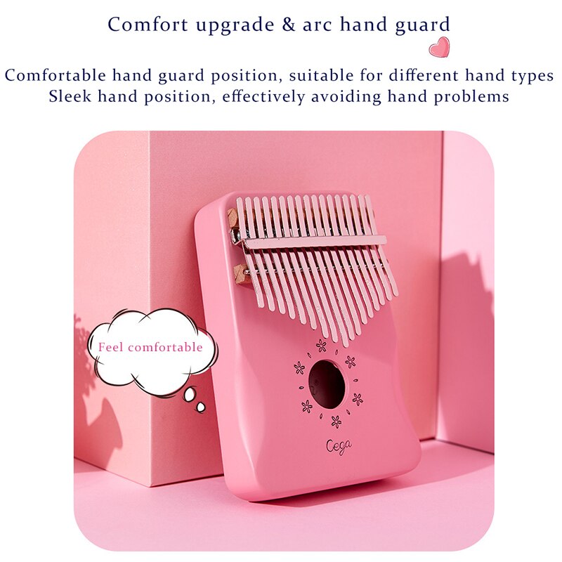 17 Key EQ Kalimba Solid Wood Mahogany Thumb Piano Pink Mbira Play Finger Piano Beginner Electric Pickup Musical Instrument KLB42