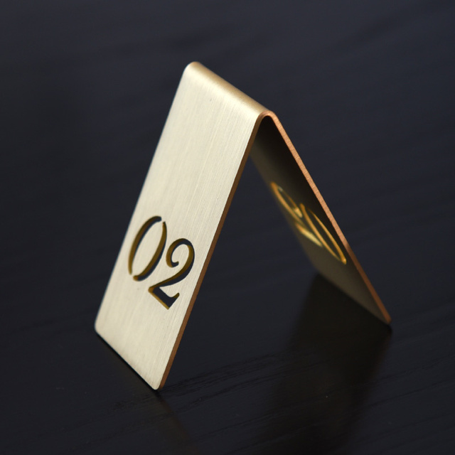 2022 Copper Brass Table Numbers Restaurant Bar Table Decor Party Baby Shower Wedding Table Number Seat Card Direction Sign Metal: number 2