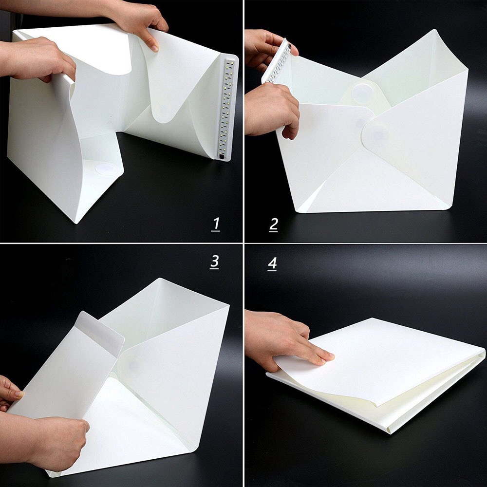 20*20cm Lightbox With LED Light Black White 2 Mini Folding Studio Diffuse Soft Box Photography Background Photo Studio box
