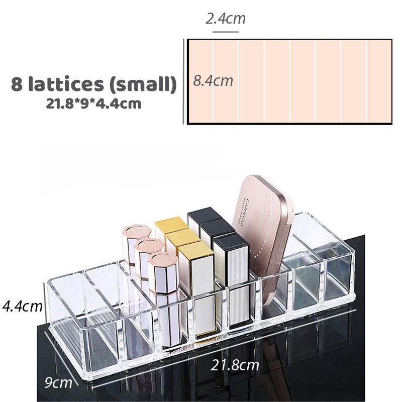 8 gratki akrylowy puder prasowany Organizer szminka regał magazynowy witryna na kosmetyki robić makijażu skrzynka uchwyt na błyszczyk wiele rozmiarów opcjonalnie: 8 lattices mały