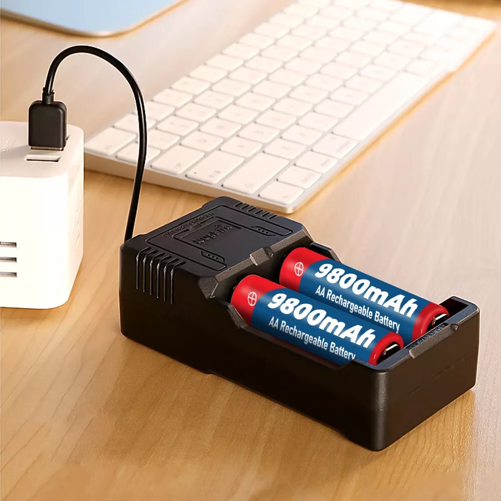 1,5 V AA 9800 mAh wiederaufladbarer Akku 100 % Original hochwertiges AA für LED-Leuchten, Spielzeugkameras, Mikrofonbatterie