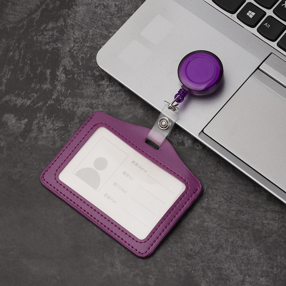 1PC wizytowniki do pracy ze stopu aluminium wizytowniki do pracy plakietka identyfikacyjna uchwyt smyczy Hot Vertical Metal ID pokrowiec biznesowy: Type2-purple