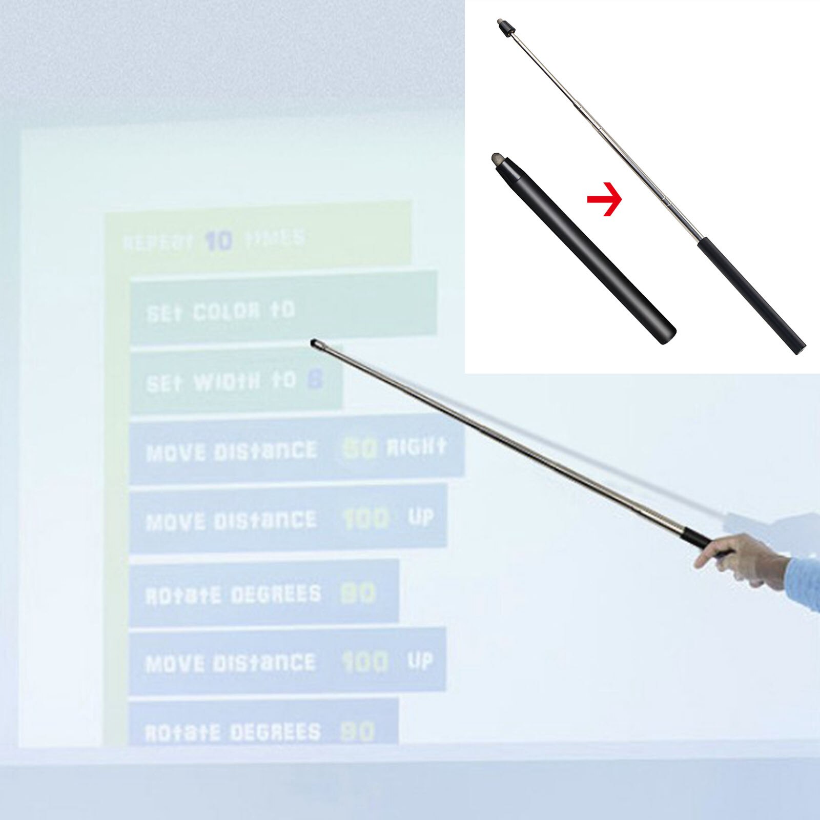 Telescopic Pointer , Teachers Extendable Handheld 18-100cm Hand Pointer Pointing Stick Whiteboard Touch Screens Pen iPad