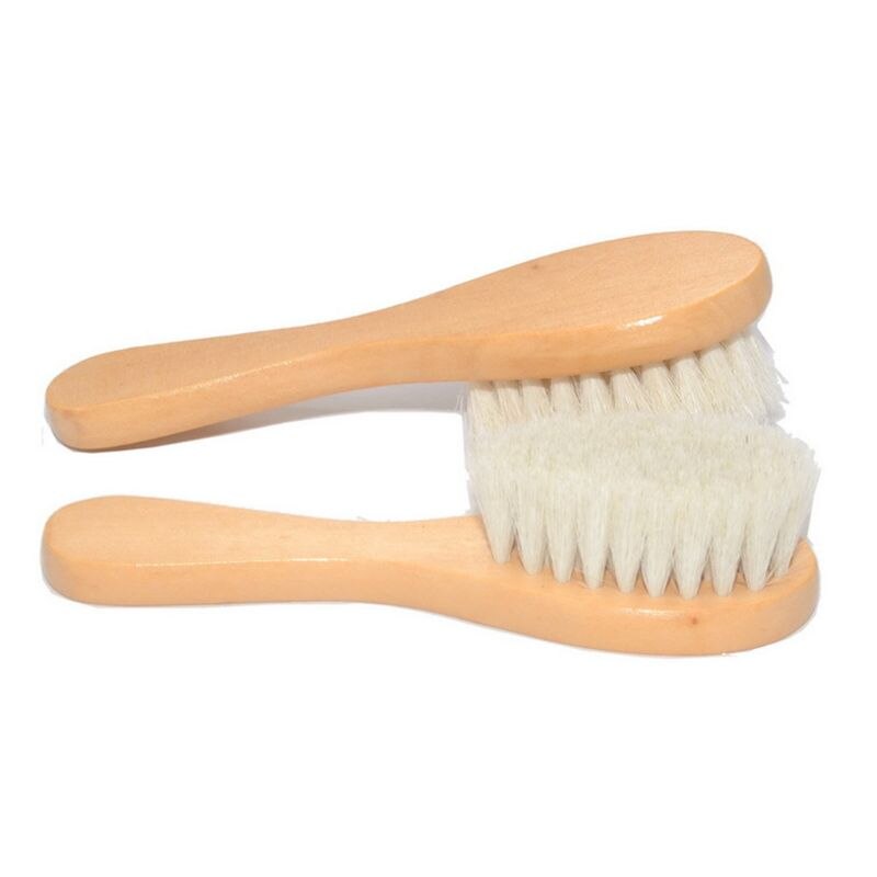 2 Pcs/set Baby Care Natural Wool Wooden Brush Comb Kids Hairbrush Newborn Infant Comb Head Massager P31B