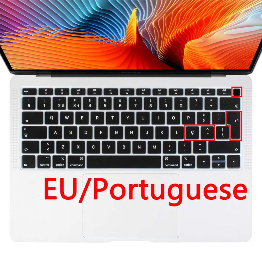 Euro Russian Spanish French Arabic Water Dust Proof keyboard Cover Skin for Macbook Air 13 A2179 A1932 Touch ID: EU Portuguese