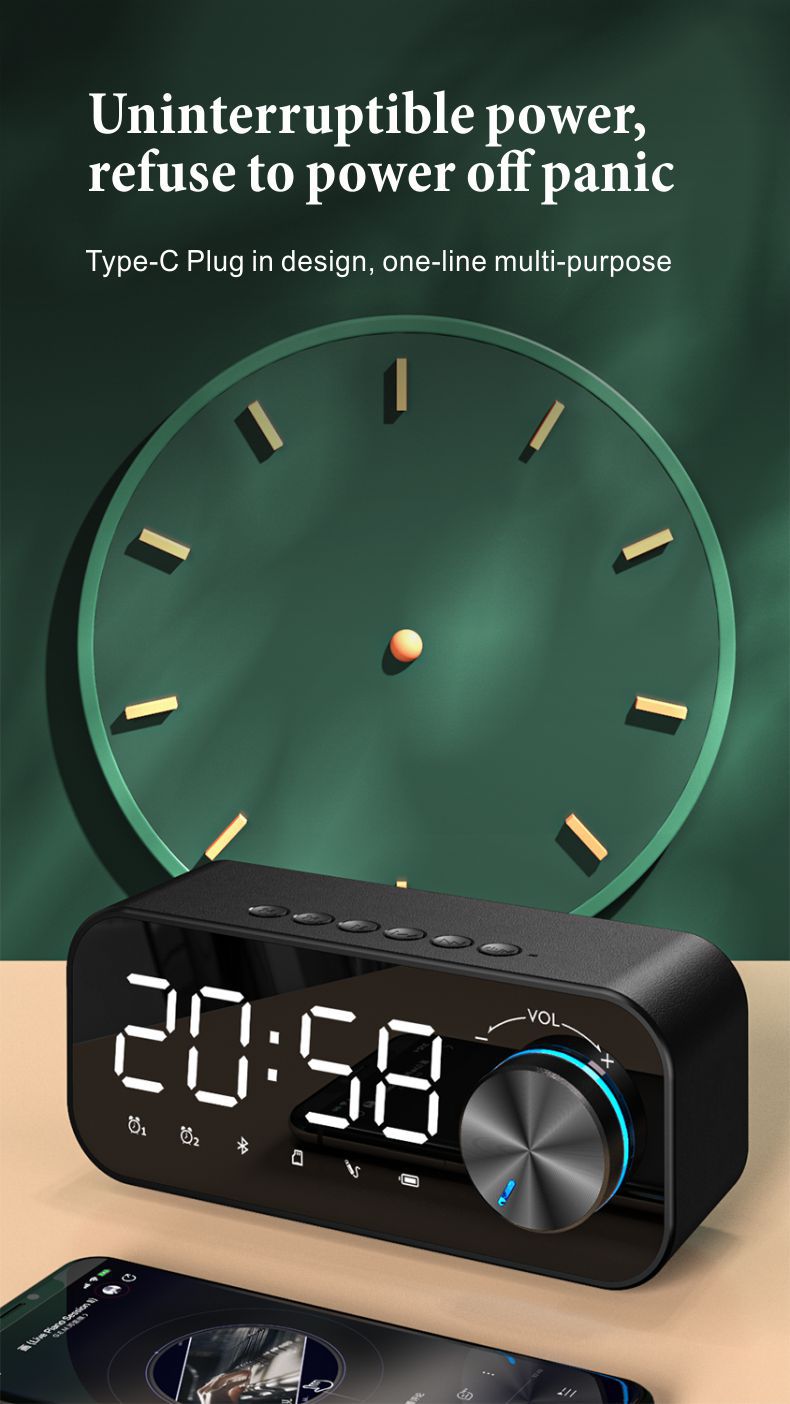 Nieuw! Wekker Bluetooth Luidspreker Digitale Display Led Draadloze Subwoofer Muziekspeler Radio Wekker Tafel Klok