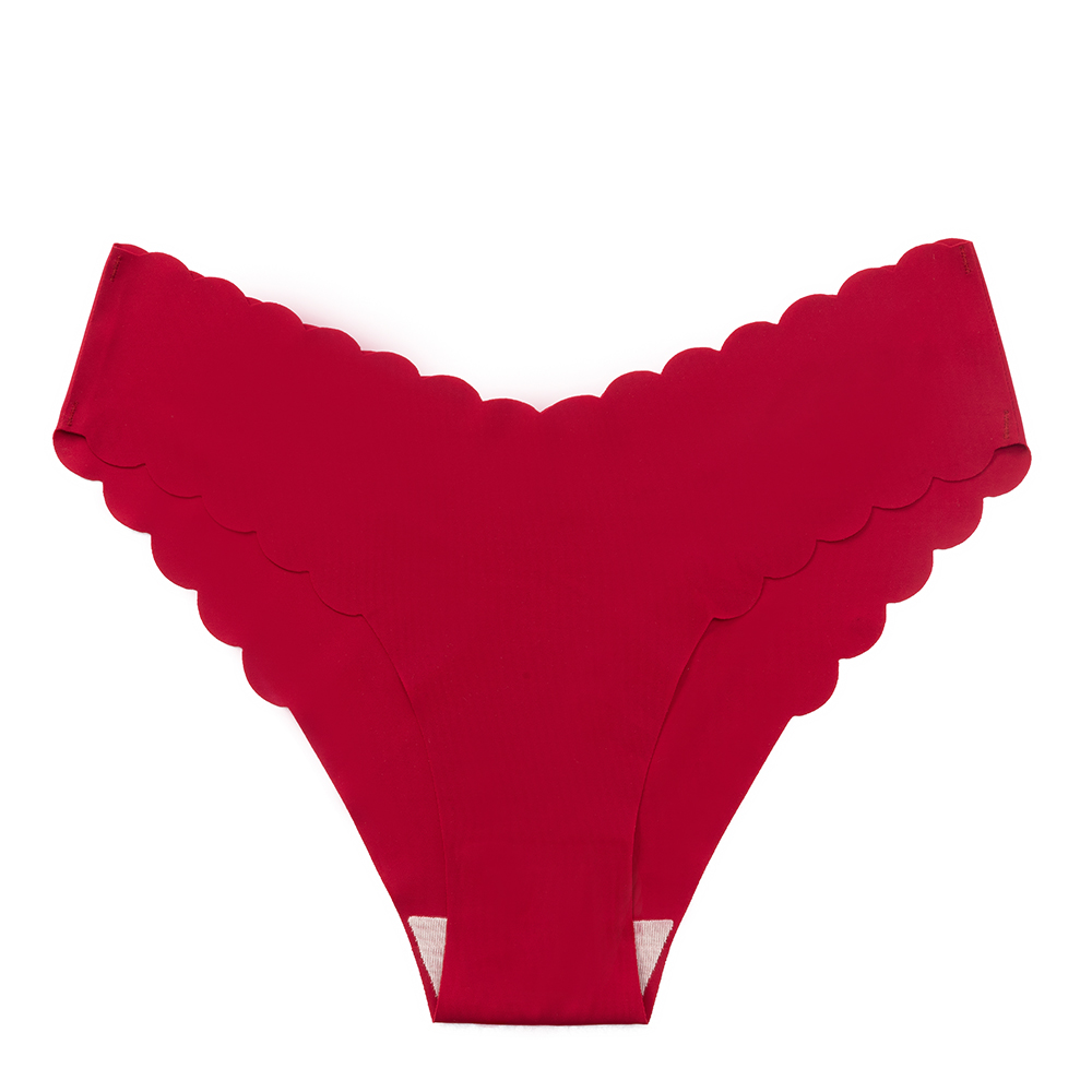 Lenjerie intimă pentru femei, chiloți de mătase fără cusături, cu talie joasă, bikini sexy, slipuri, margini ondulate solide, lenjerie intimă moale: S / Roşu