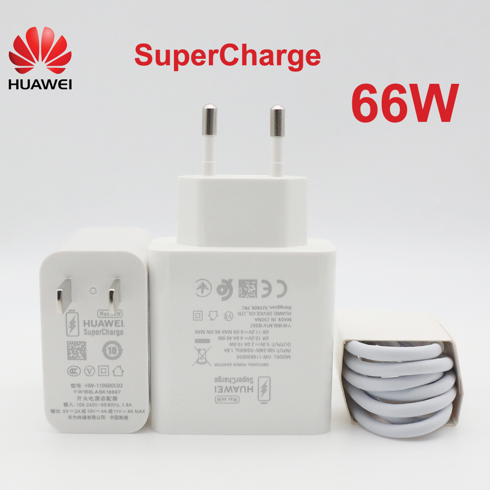 Cargador súper rápido supercarga UE EE. UU. de 66W para Huawei P40 P50 P30 Pro Mate 50 40 30 Honor 50 Majic 3 4 2 Honor 80 70 60 SE 50 Pro