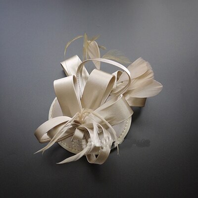 BRITNRY Wedding Hat 9 Colors Satin Feather Hairpin Bridal Hat Wedding Party Evening Vintage Fascinator Hats: Champagne