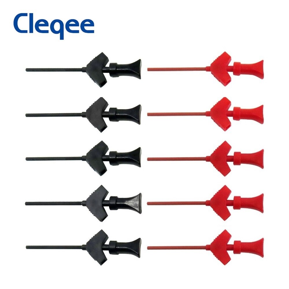 Cleqee P5003 Mini SMD IC Test Hook Clip Jumper Test Probe Logic Analyzer Grabber Connect Dupont Test Lead Accessories 30V/5A: 10pcs-red-black
