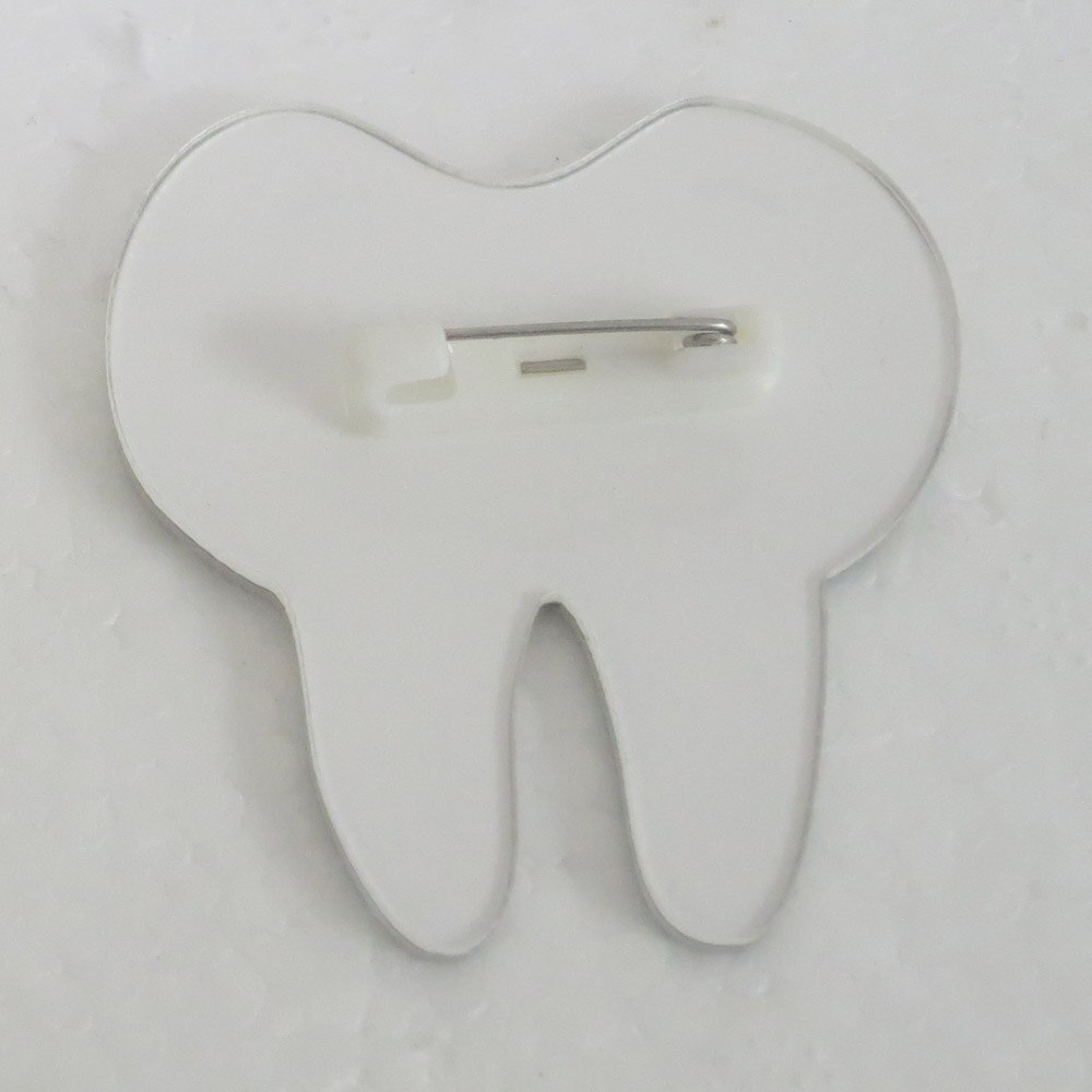 Dental clinic Acrylic Cartoon white teeth Badge with Pin
