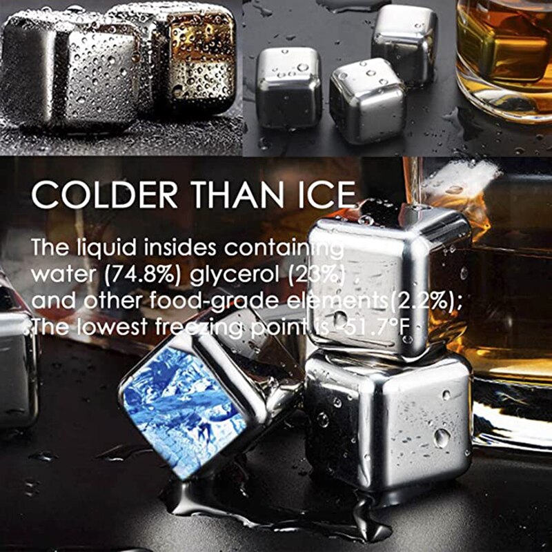 Edelstahl Ice Cube Wiederverwendbare Chilling Steine Für Whisky Wein Wein Kühlung Cube Chilling Rock Partei Bar Werkzeug Mit Eis zange