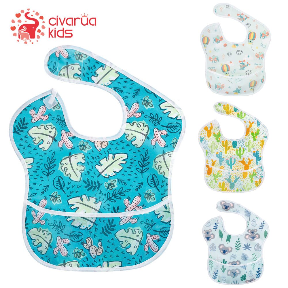 Wasserdicht Baby Lätzchen 100% Polyester TPU Beschichtung Fütterung Lätzchen Waschbar Baby Lätzchen mit Lebensmittel Fänger für Babys