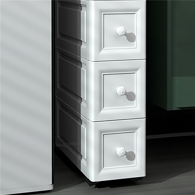 Armario de almacenamiento de 3 capas, cajones de almacenamiento movibles para cocina, baño, ropa y artículos diversos, color blanco