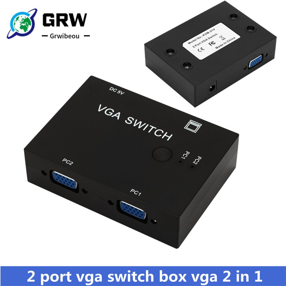2 In 1 Out Switcher 2 Poort Vga Switch Box Vga Voor Consoles Set-Top Boxes 2 Hosts delen 1 Display Notebook Projector Computer