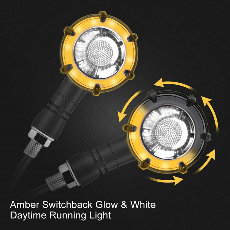 2Pcs Universal Motorcycle Drl Richtingaanwijzer Motorbike Led Indicator Dagrijverlichting Vloeiende Rem Strobe Flash DC12V: WHITE