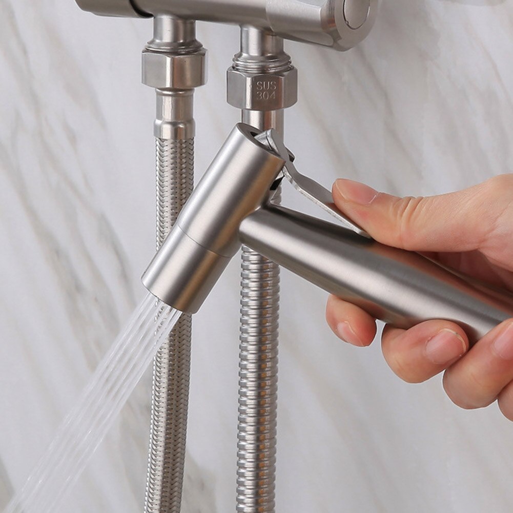 Praktische Handheld Bidet Sproeier Rvs Zelfreinigende Rinser Douchekop Eenvoudige Potje Cleaner Kraan Geen Punch