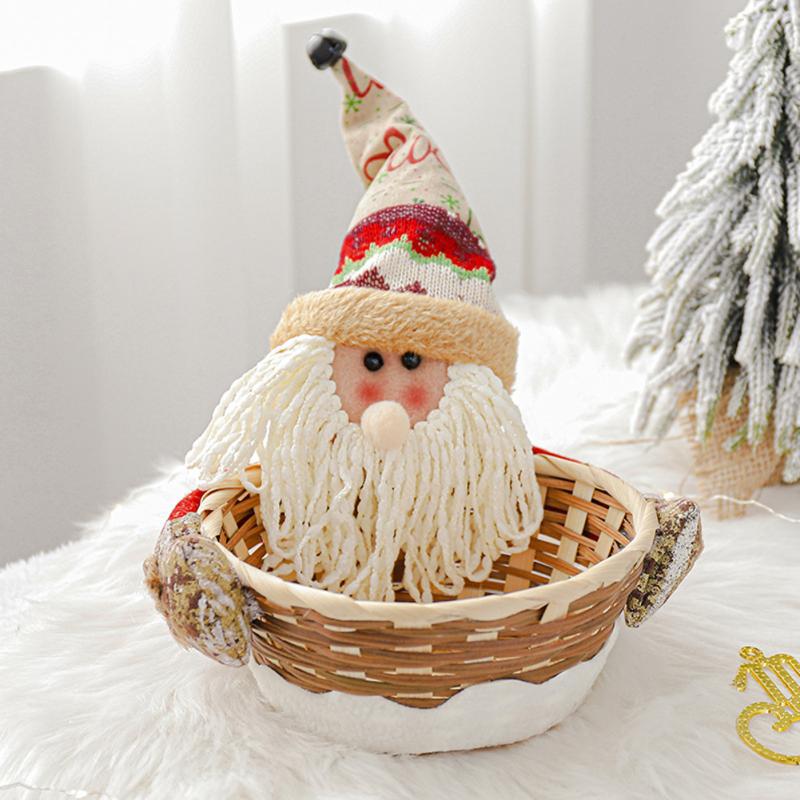 Christmas Ornaments Imitation Bark Candy Basket Old Man Doll Snack Storage Apple Basket Home Decorative Supplies: Type A 01
