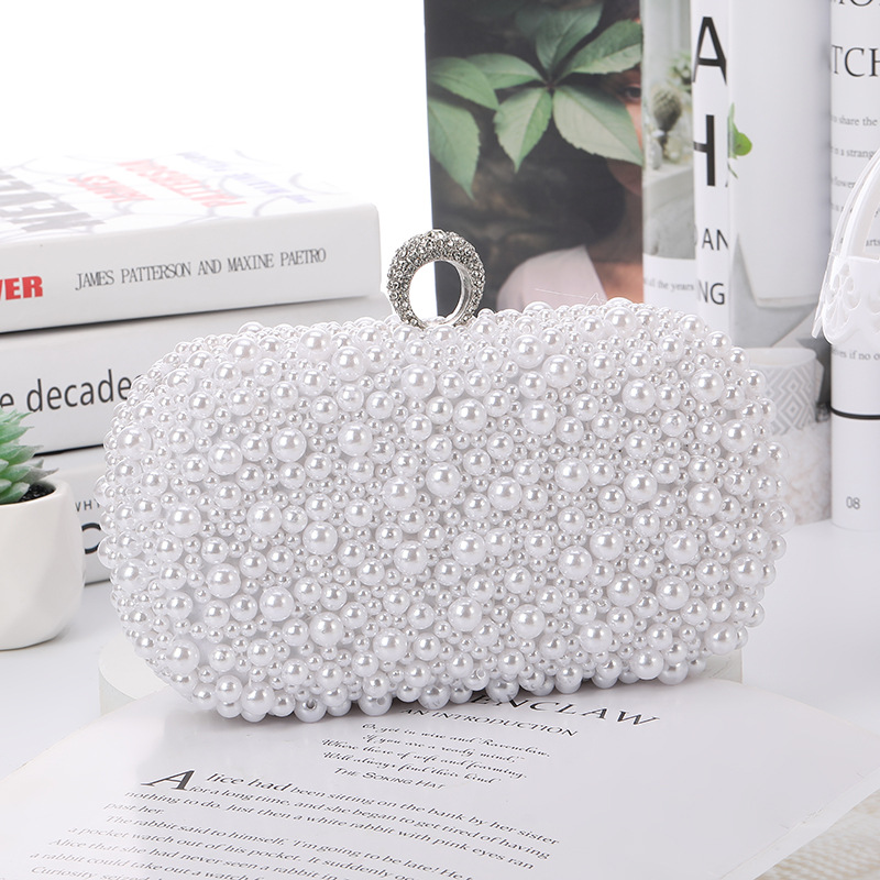Neue Nachahmung Perle Ring Abendessen Tasche handgenähte Perlen Abendtasche Damenmode hochwertige Clutch Bag Braut Abendtasche: Default Title