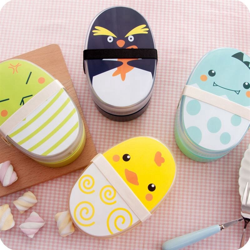 700Ml Cartoon Healthy Lunch Box Cute Kids Microwave Oven Children Bento Boxes Lunchbox Black