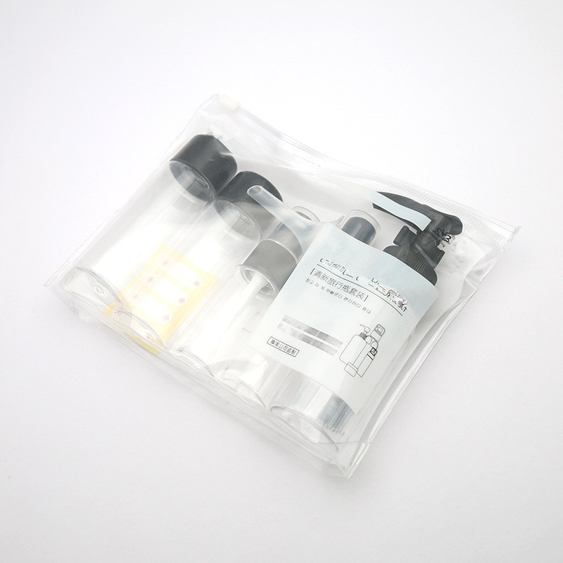 Bærbar 7 stk/sæt gennemsigtigt plastik rejsesæt make-up sprayflaske genopfyldelige flasker kosmetiske flasker