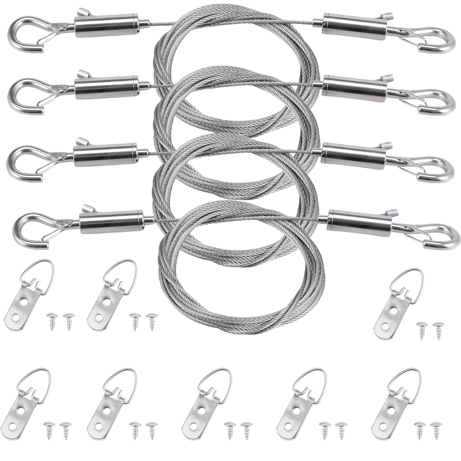 Hebilla de bloqueo de gancho ajustable, cuerda colgante, cuerda de alambre resistente, Kit de cables para colgar cuadros de hierro, accesorios de suspensión: Default Title