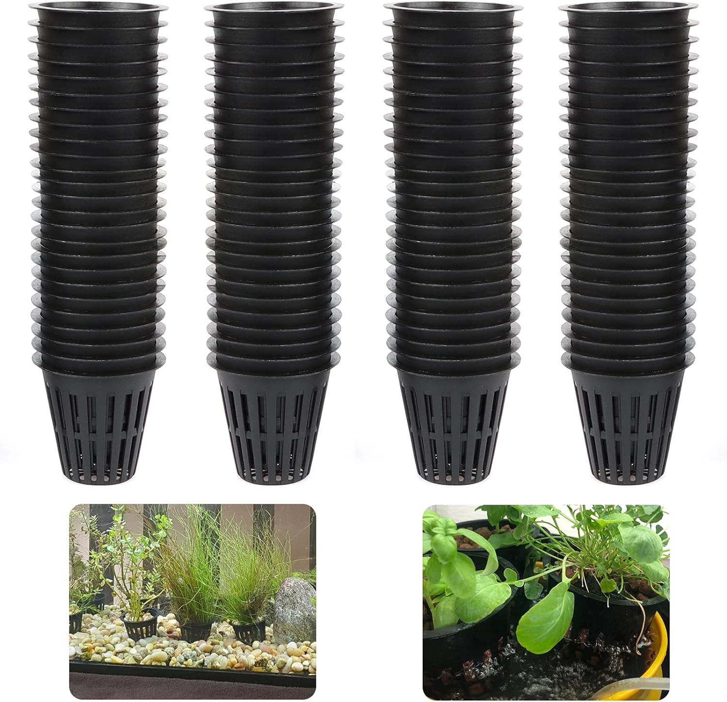 50/100 Uds. Tazas de red de malla ranuradas para jardín de 2 pulgadas, tazas de red redondas, macetas para hidroponía, cestas de red ranuradas para jardín