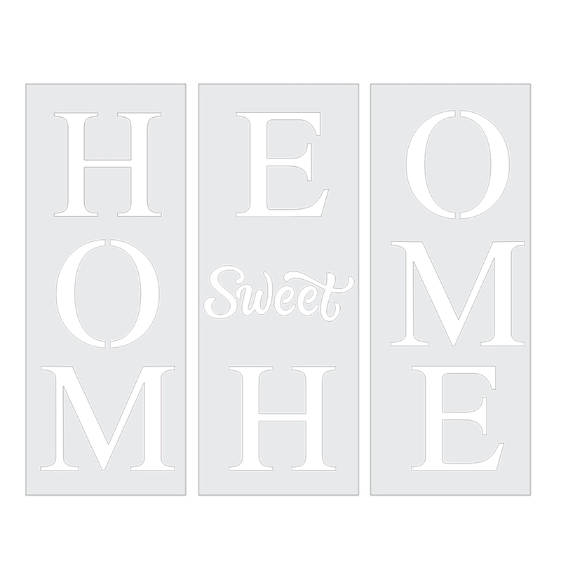 Große, vertikale „home sweet home“-schablonen zum bemalen von holz, wiederverwendbares schablonenset für holzschilder, leinwände und diy-bastelarbeiten: Default Title
