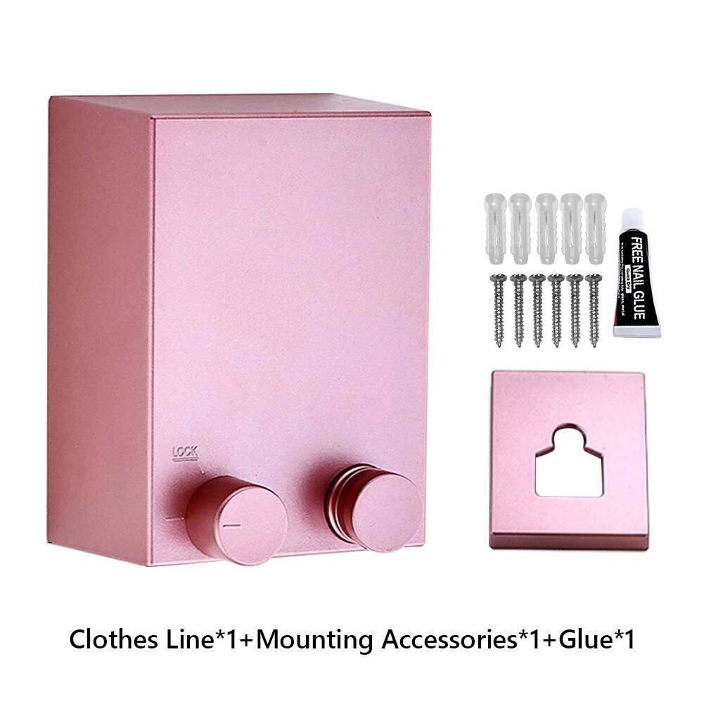 Indoor Outdoor Retractable Stretch Rope Washing Invisible Line Mounted Drying Laundry Clothes Line 13.8ft Automatic Wall Hanging: Pink