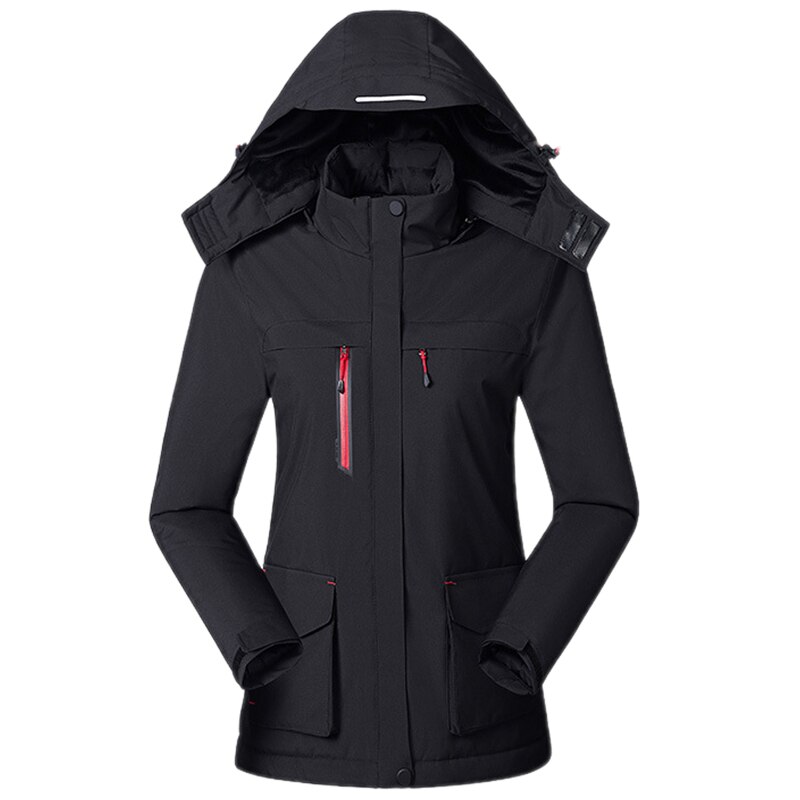 PARATAGO-Chaqueta de calefacción inteligente para mujer, abrigo de lana con carga USB para exteriores, ropa de escalada a prueba de viento, P1233: Negro / XXXL