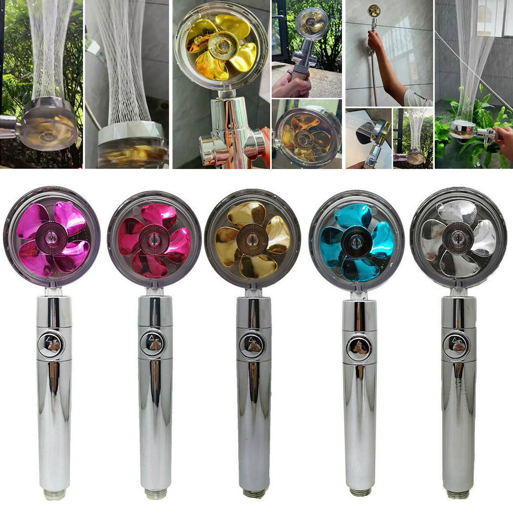 Douchekop Water Saving Flow 360 Graden Roterende Met Kleine Ventilator Abs Regen Hoge Druk Sproeikop Badkamer Accessoires