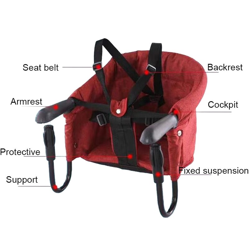 Trona portátil con gancho para bebé, trona de viaje plegable, Clips para mesa de comedor, silla de alimentación para niños con cinturón de seguridad