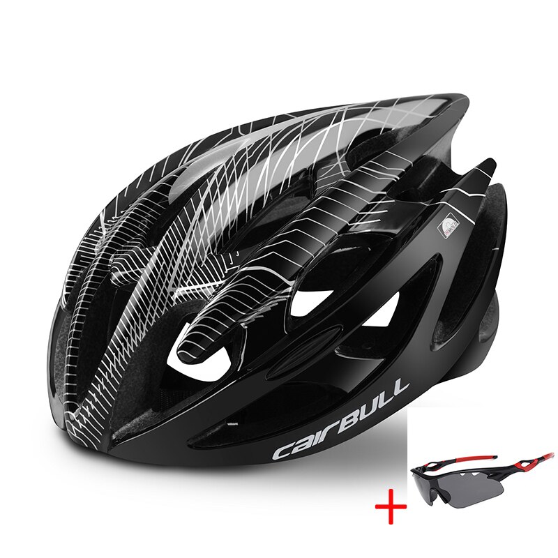 Mtb Men Women Road Mountain Bike Helmet with Glasses Ultralight All-terrain Sports Riding Cycling Helmet Child: Black / SM(52-58CM)