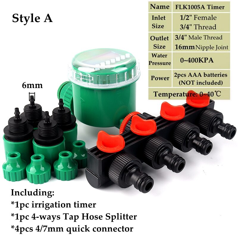 4-Way Irrigation Timer Sets Electronic LCD Display Garden Irrigation Time Controller Water Timer With Fast Connectors