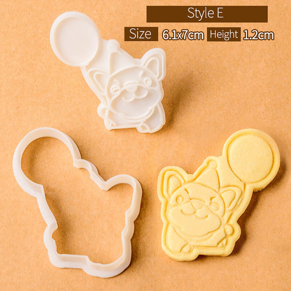 Cute Bulldog Dog Shaped Cookie Cutters Mold Biscuit Baking Tool Kitchenware Bakeware DIY Tool for Kids Hand Mold: plum