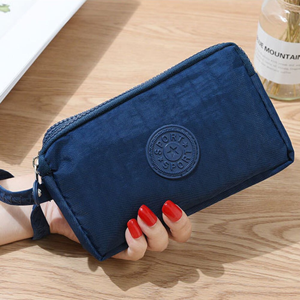 Neue Frauen Brieftasche Dame Leinwand Kupplung Münze Telefon Karte Halter Tasche Lange Geldbörse Brieftasche Abend Handtasche Make-Up Tasche: Dark Blue