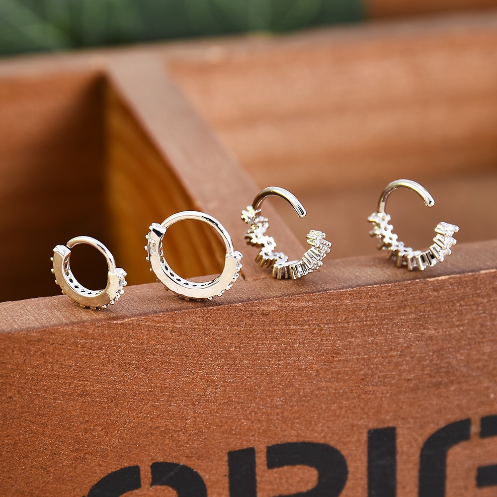 Silver Hoop Nose Ring Daith Snug Piercing Tragus Helix Cartilage Earring body jewelry for women septum ring ear gauges