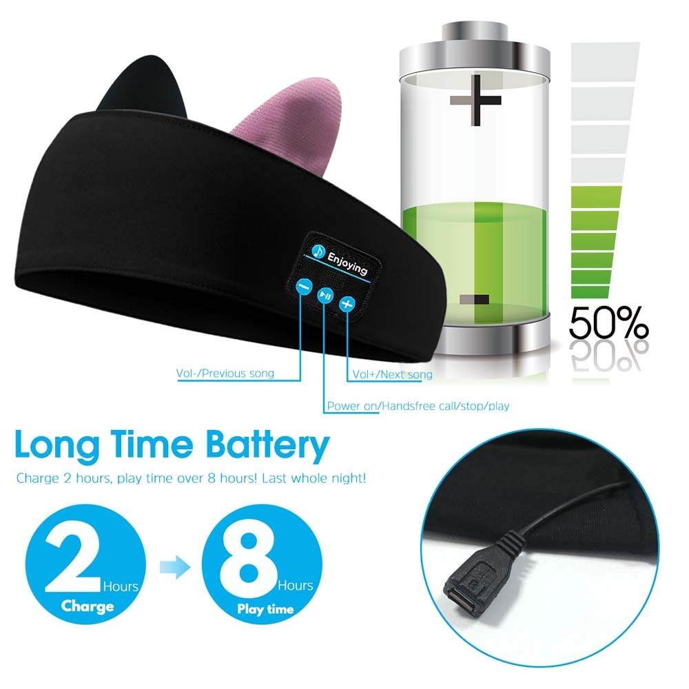 2021 nuovi bambini cuffie Bluetooth morbido Bluetooth sonno Sport fascia lettore musicale supporto vivavoce miglior regalo di compleanno simpatico gatto
