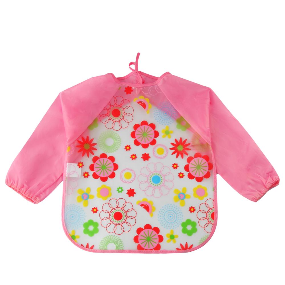 Cartoon Baby Bibs Colorful Long Sleeve Apron Waterproof Toddler Feeding Bibs Burp Cloths Children Painting Clothes Baby Bibs: Green