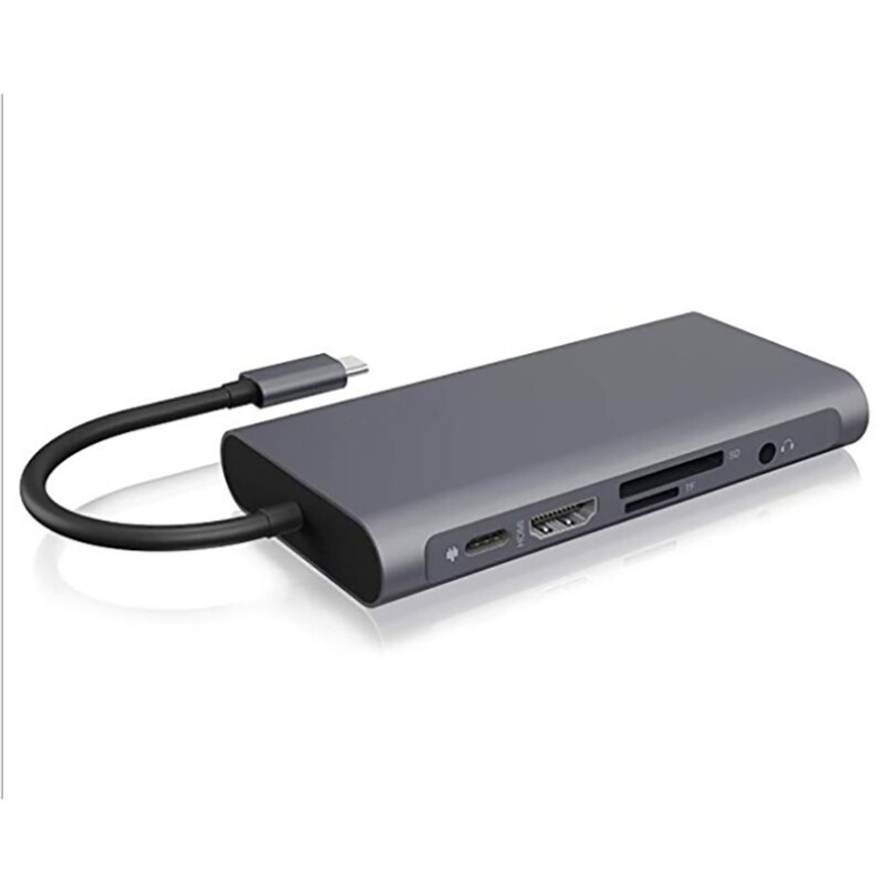 Moyeu 10-en-1 type-c moyeu USB3.0 PD charge haute vitesse pour Huawei XiaoMi Lenovo Station d'accueil 4K HDMI SD TF LAN: Default Title