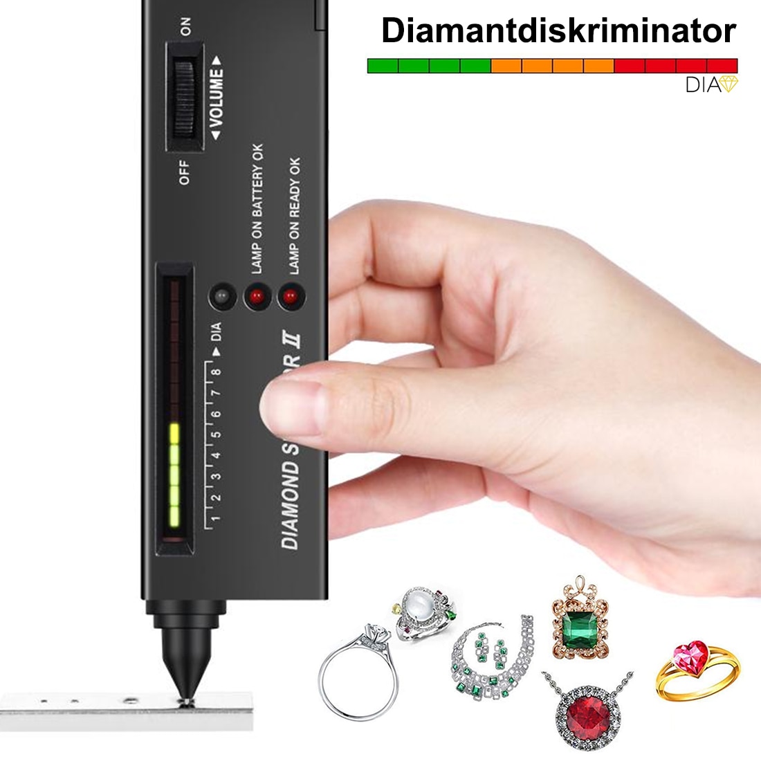 Digital Diamond Gems Tester Pen Portable Gemstone Selector Tool LED Indicator Accurate Reliable Jewelry Accuracy Detector Tool