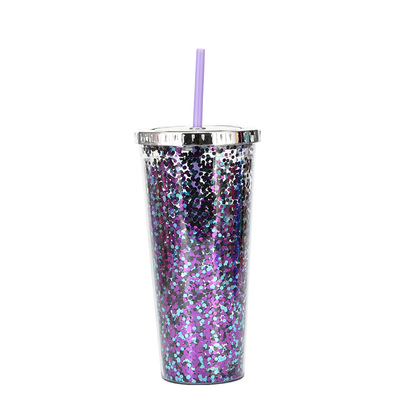 Color Sequins Tumblers Cup Straw Cold Cup with Lid Cups with Lids and Straws Mug Plastic Straight Cup Water Cups: 10