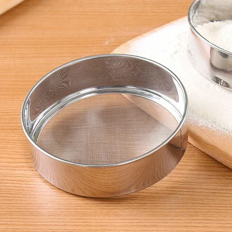Tamiz tamiz de harina de malla, colador para hornear pasteles, herramientas de cocina para el hogar, ideal para tamizar harina de acero inoxidable, 15cm, 1 ud.