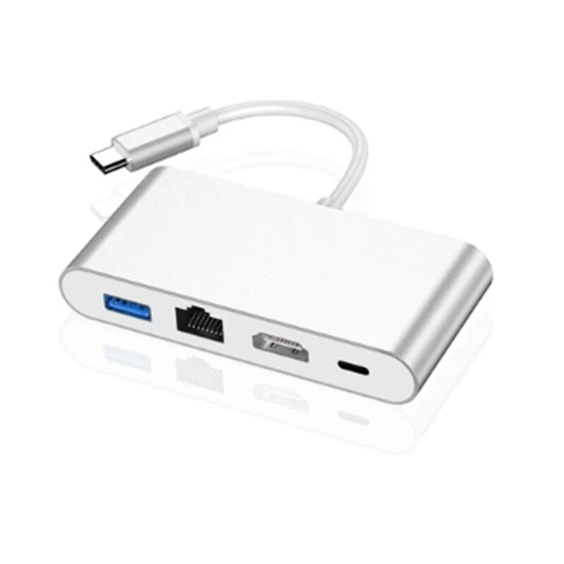 Basix USB-C hub to HDMI-compatible USB C Hub To Gigabit Ethernet Rj45 Lan Adapter for Mac Book Pro huawei matebook USB-C hub: 4 in1 hub