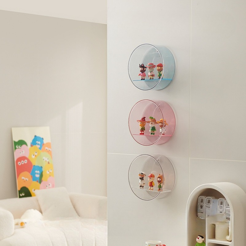‌ Vitrina redonda montada en la pared de 25 cm de diámetro – Gabinete de pared transparente con vista transparente | Organizador de decoración de pared