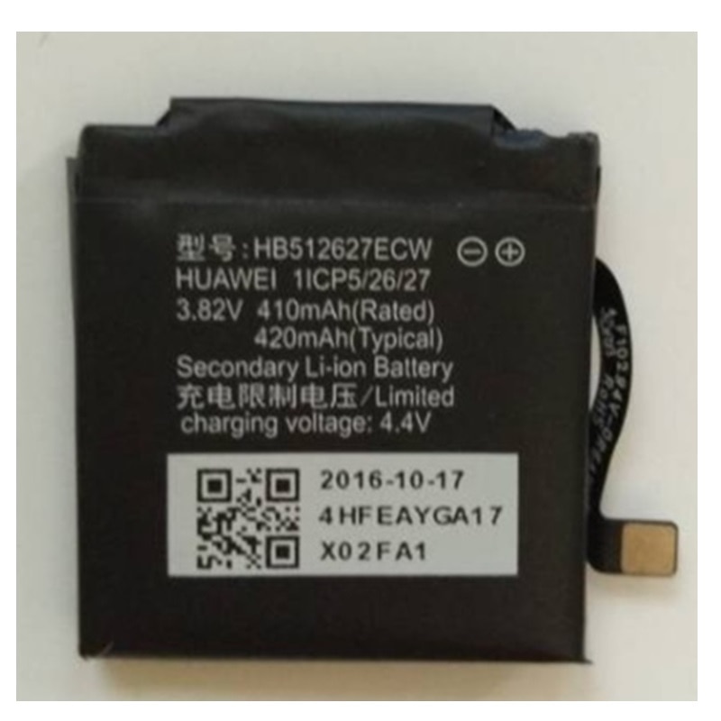 Hb512627ecw bateria para huawei relógio 2 relógio smartwatch novo li-polímero recarregável acumulador substituição 3.82v 410mah